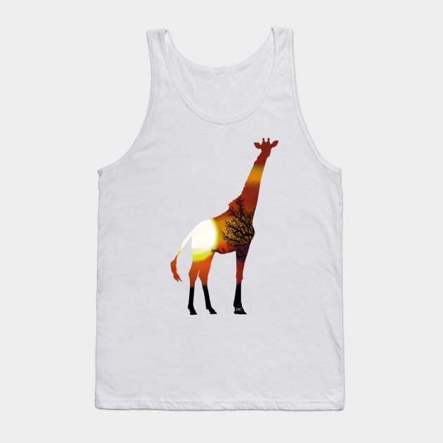 Giraffe Sunset Tree Silhouette Tank Top by DSCarts